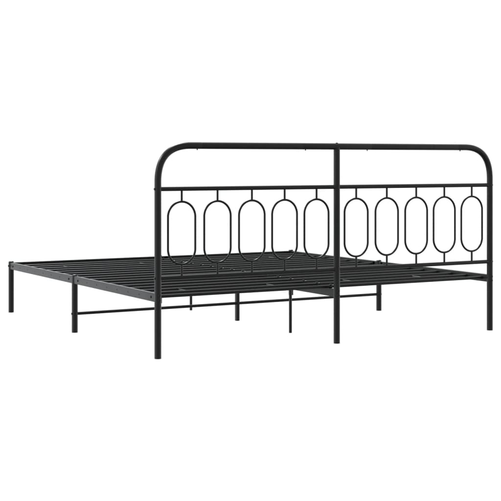 Metalni okvir za krevet s uzglavljem crni 200x200 cm