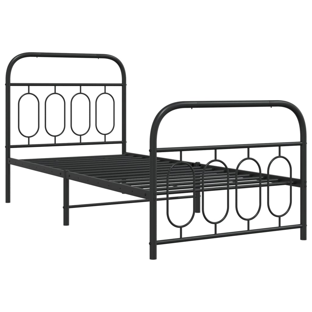 Metalni okvir kreveta uzglavlje i podnožje crni 80x200 cm