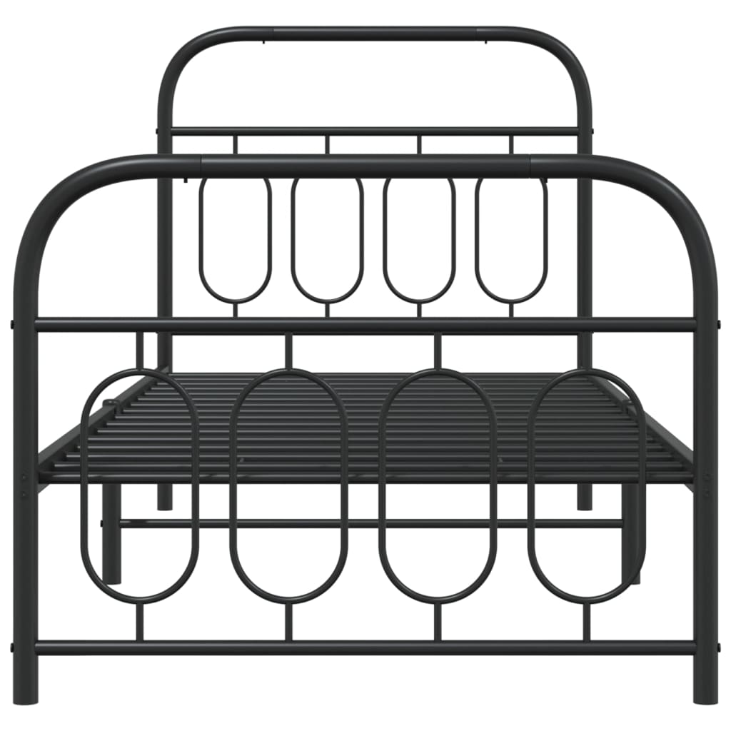 Metalni okvir kreveta uzglavlje i podnožje crni 80x200 cm