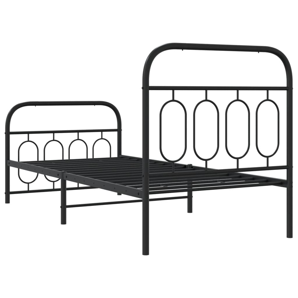 Metalni okvir kreveta uzglavlje i podnožje crni 80x200 cm