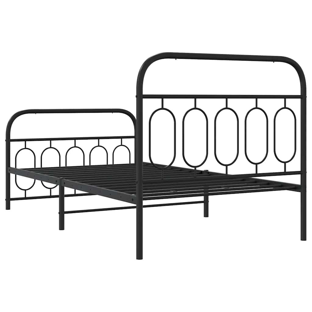 Metalni okvir kreveta uzglavlje i podnožje crni 100x190 cm