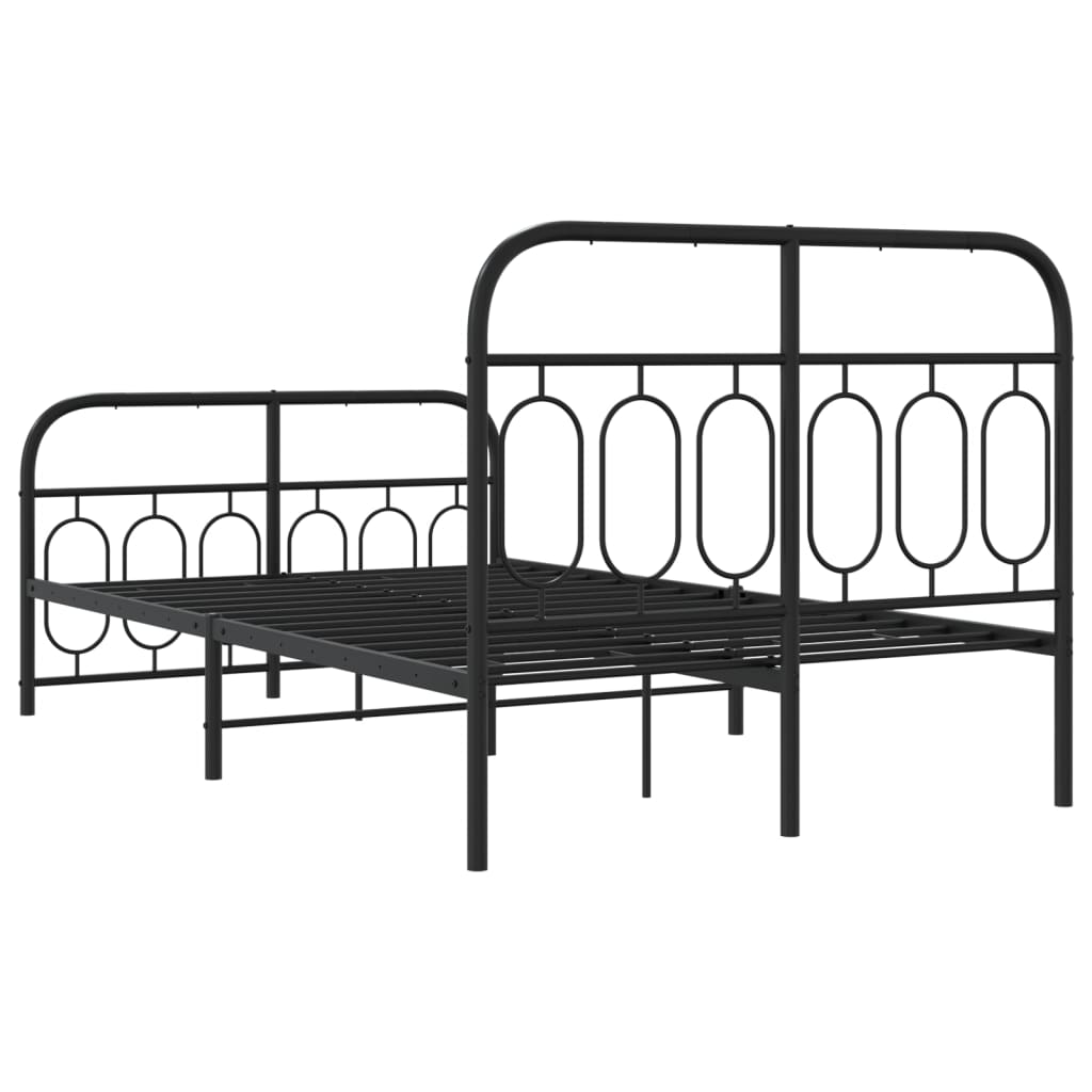 Metalni okvir kreveta uzglavlje i podnožje crni 120x190 cm