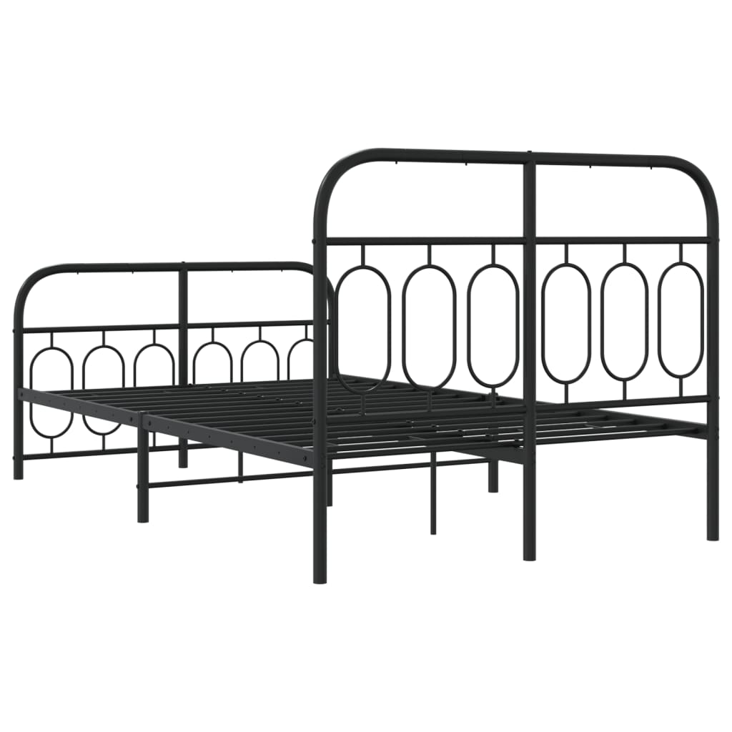Metalni okvir kreveta uzglavlje i podnožje crni 120x200 cm