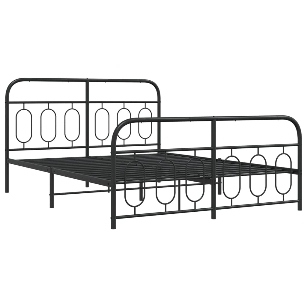 Metalni okvir kreveta uzglavlje i podnožje crni 135x190 cm