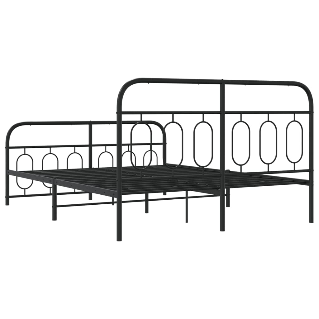 Metalni okvir kreveta uzglavlje i podnožje crni 135x190 cm