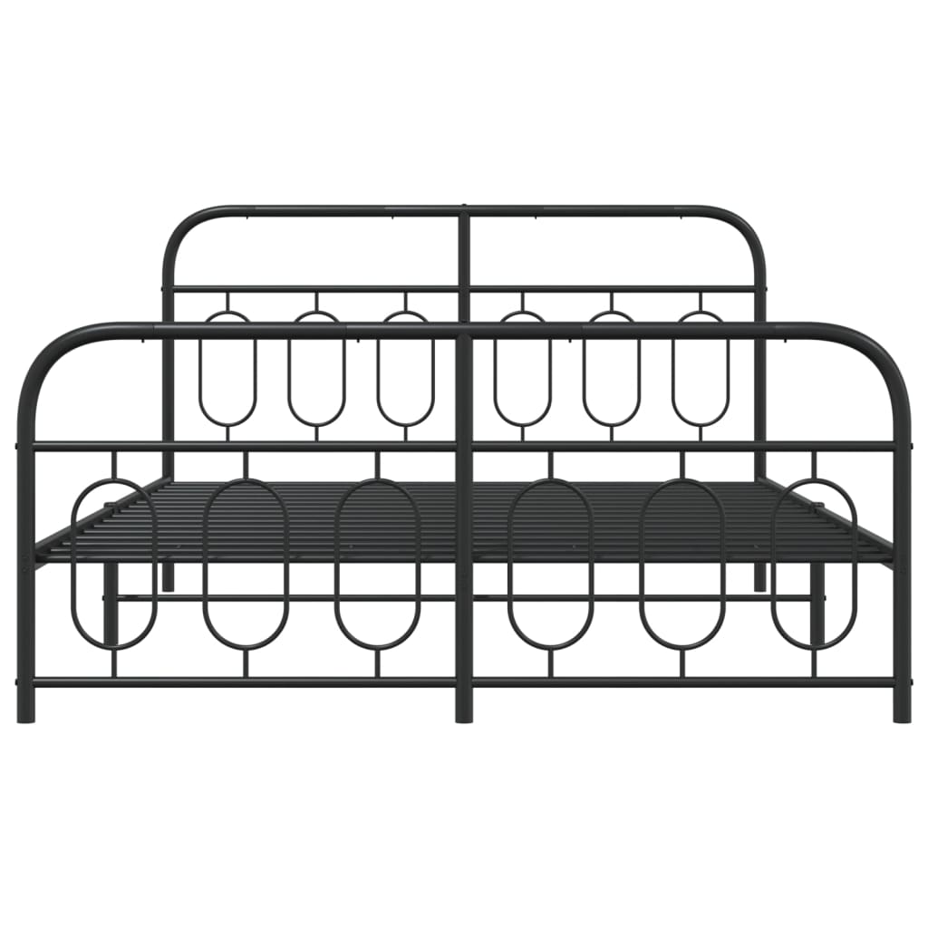 Metalni okvir kreveta uzglavlje i podnožje crni 150x200 cm