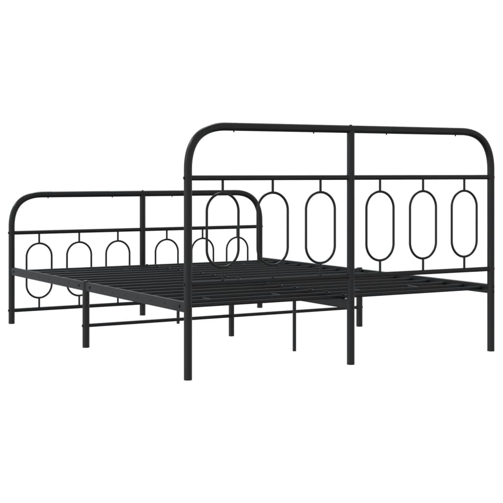 Metalni okvir kreveta uzglavlje i podnožje crni 150x200 cm