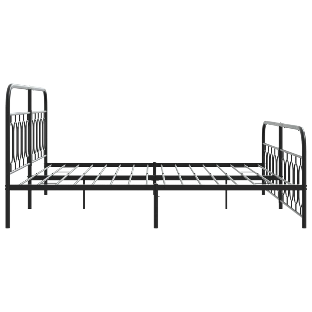 Metalni okvir kreveta uzglavlje i podnožje crni 200x200 cm