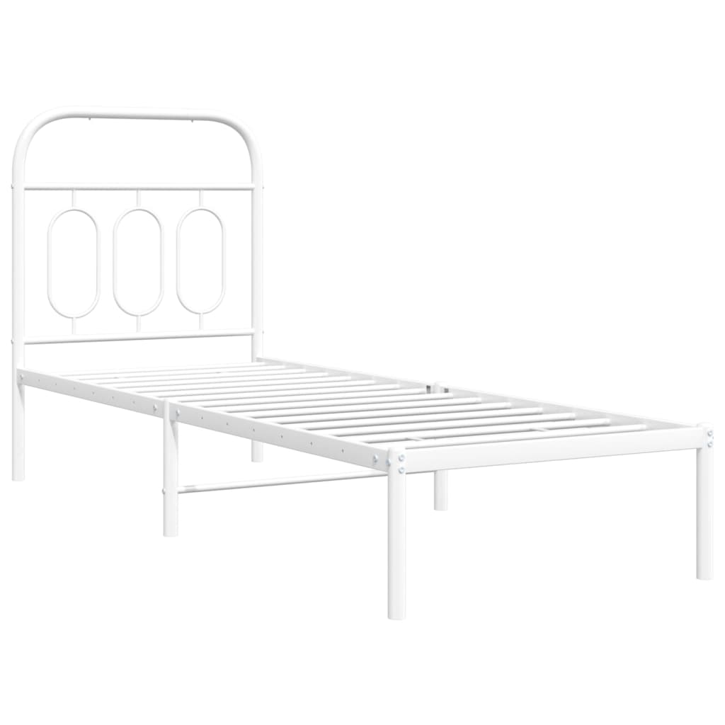Metalni okvir krevet bez madraca s uzglavljem bijeli 75x190 cm