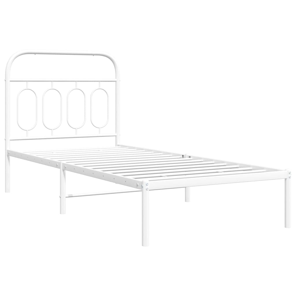 Metalni okvir za krevet s uzglavljem bijeli 80x200 cm
