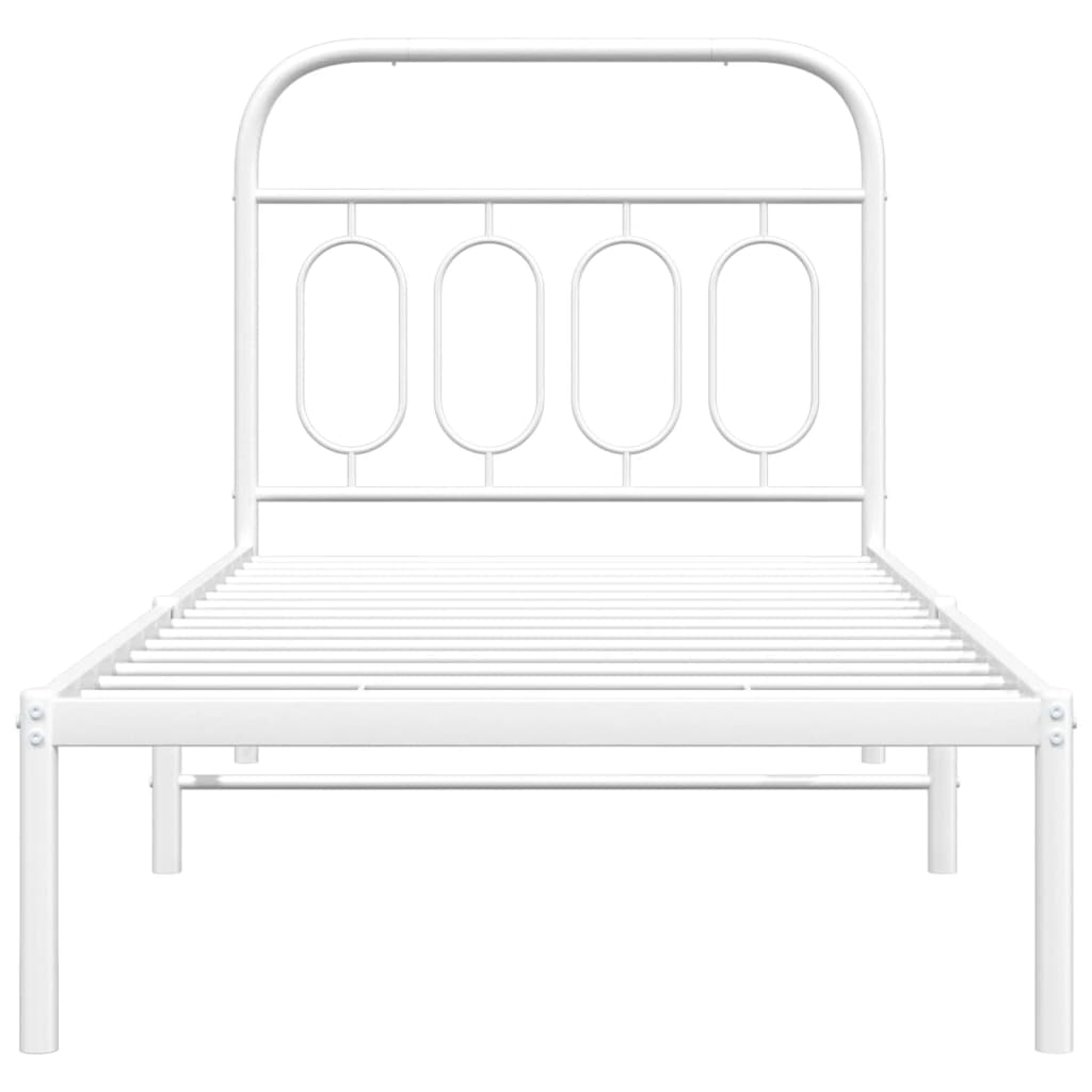 Metalni okvir za krevet s uzglavljem bijeli 90x200 cm