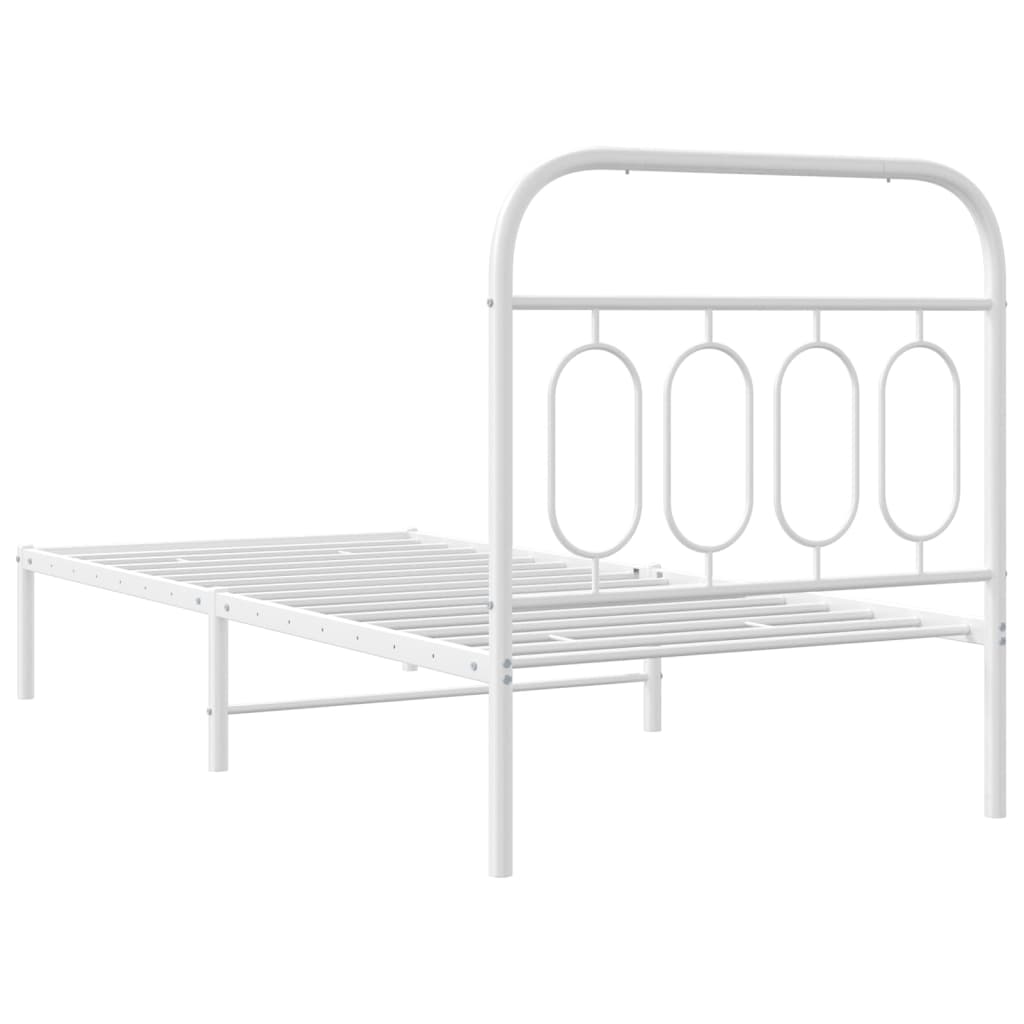 Metalni okvir za krevet s uzglavljem bijeli 90x200 cm