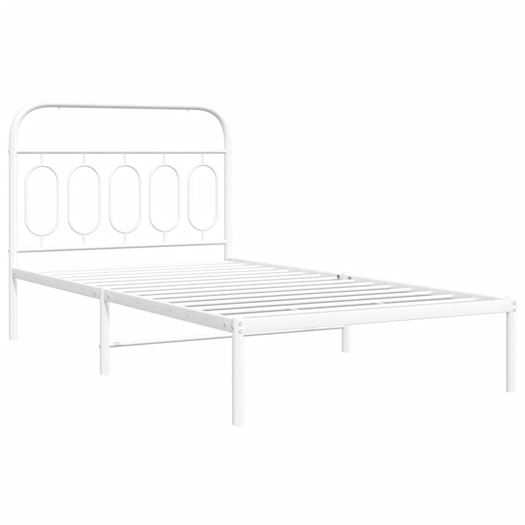 Metalni okvir za krevet s uzglavljem bijeli 100x190 cm