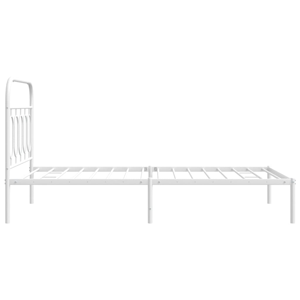 Metalni okvir za krevet s uzglavljem bijeli 100x190 cm