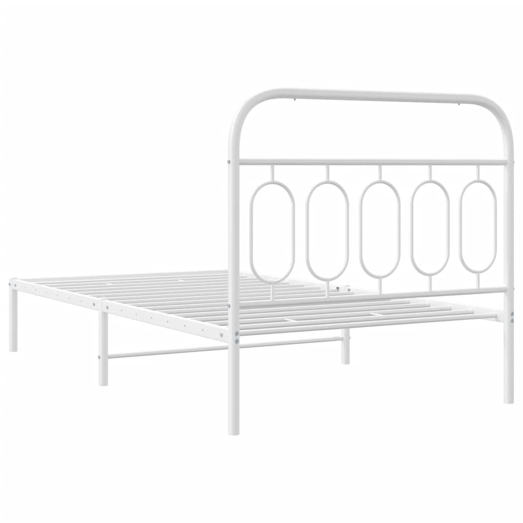 Metalni okvir za krevet s uzglavljem bijeli 100x190 cm
