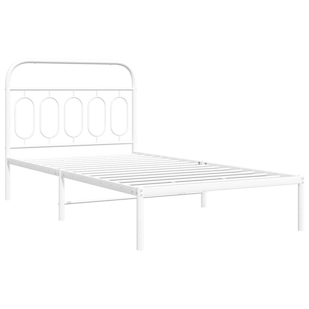 Metalni okvir za krevet s uzglavljem bijeli 107x203 cm
