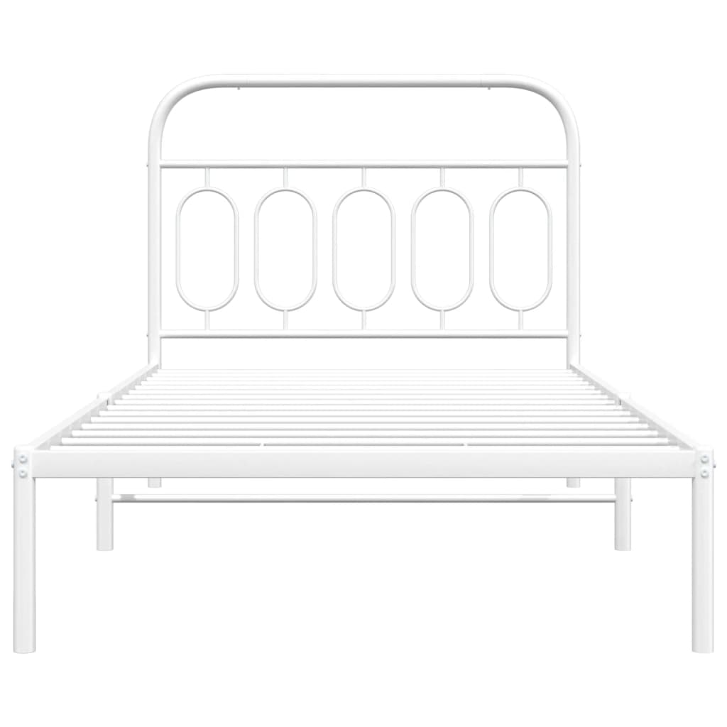 Metalni okvir za krevet s uzglavljem bijeli 107x203 cm