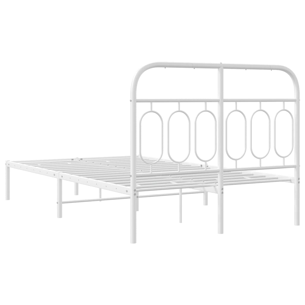 Metalni okvir za krevet s uzglavljem bijeli 120 x 190 cm