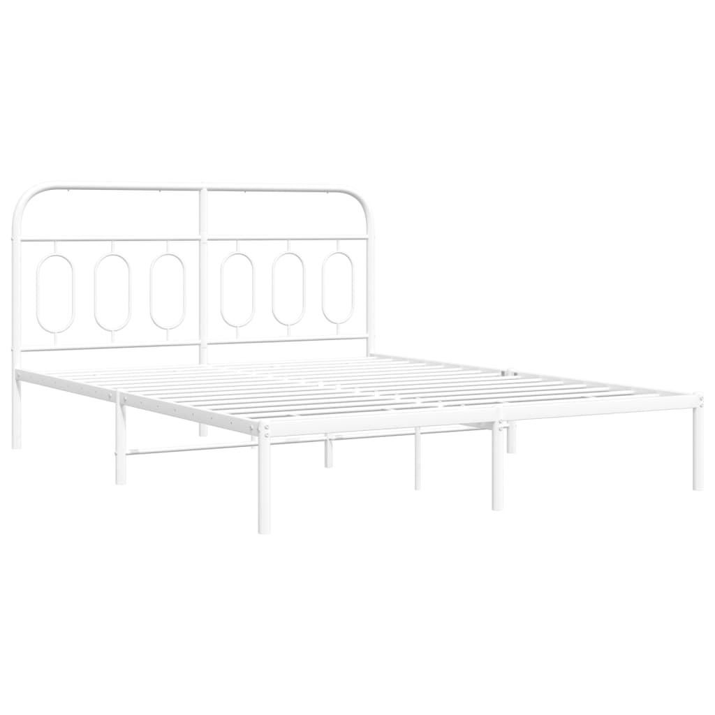 Metalni okvir za krevet s uzglavljem bijeli 140 x 190 cm