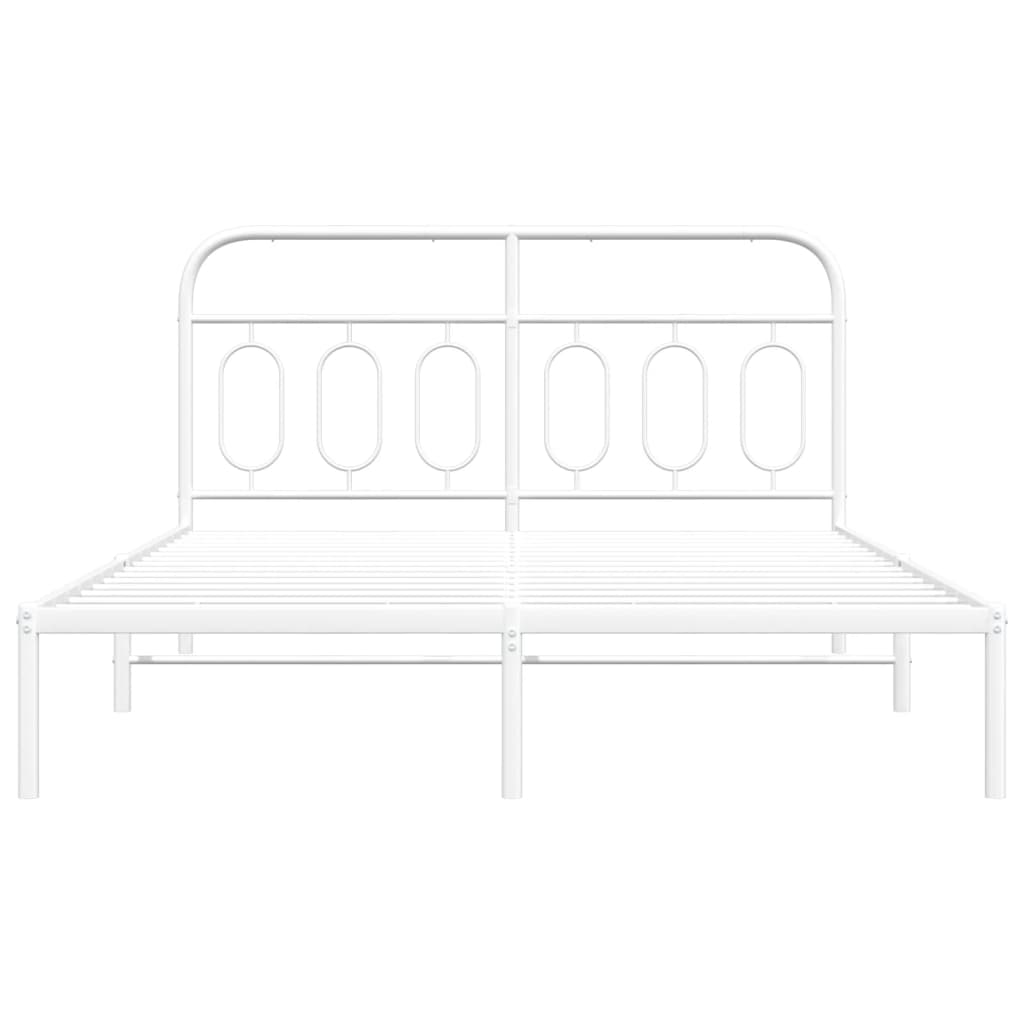 Metalni okvir za krevet s uzglavljem bijeli 140 x 190 cm