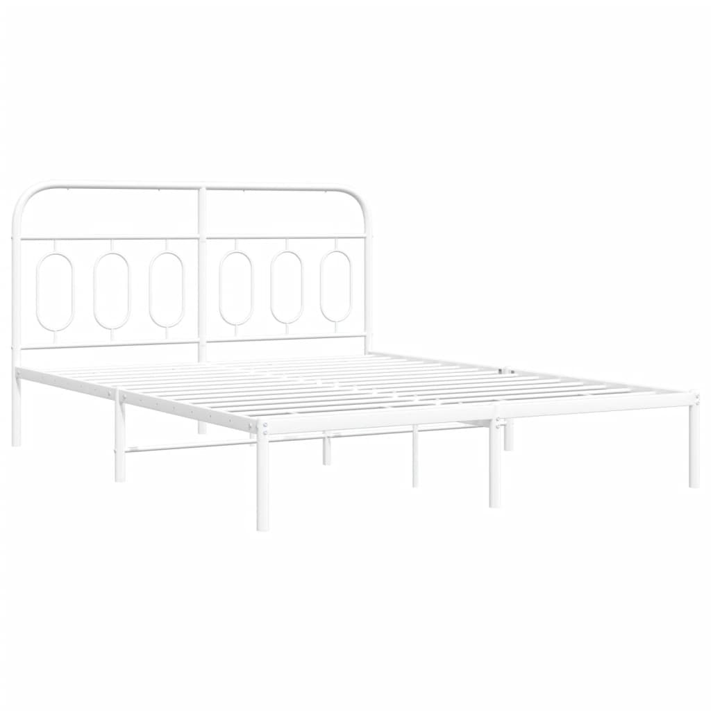 Metalni okvir za krevet s uzglavljem bijeli 140 x 200 cm