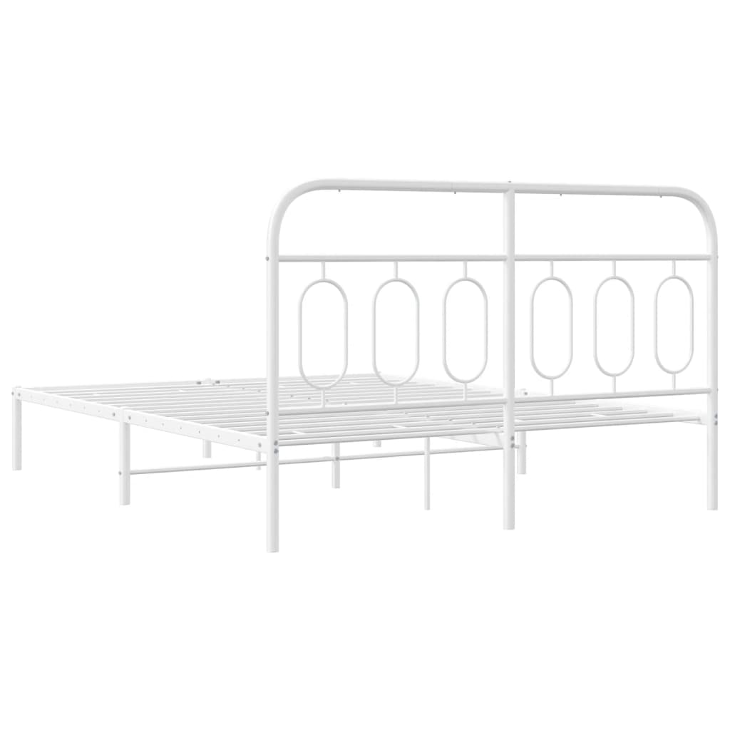 Metalni okvir za krevet s uzglavljem bijeli 150x200 cm