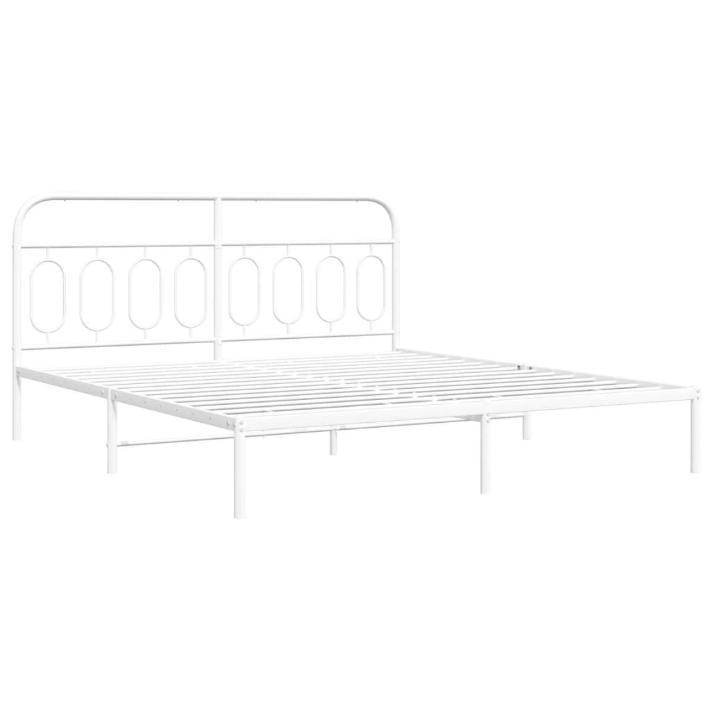 Metalni okvir za krevet s uzglavljem bijeli 183x213 cm