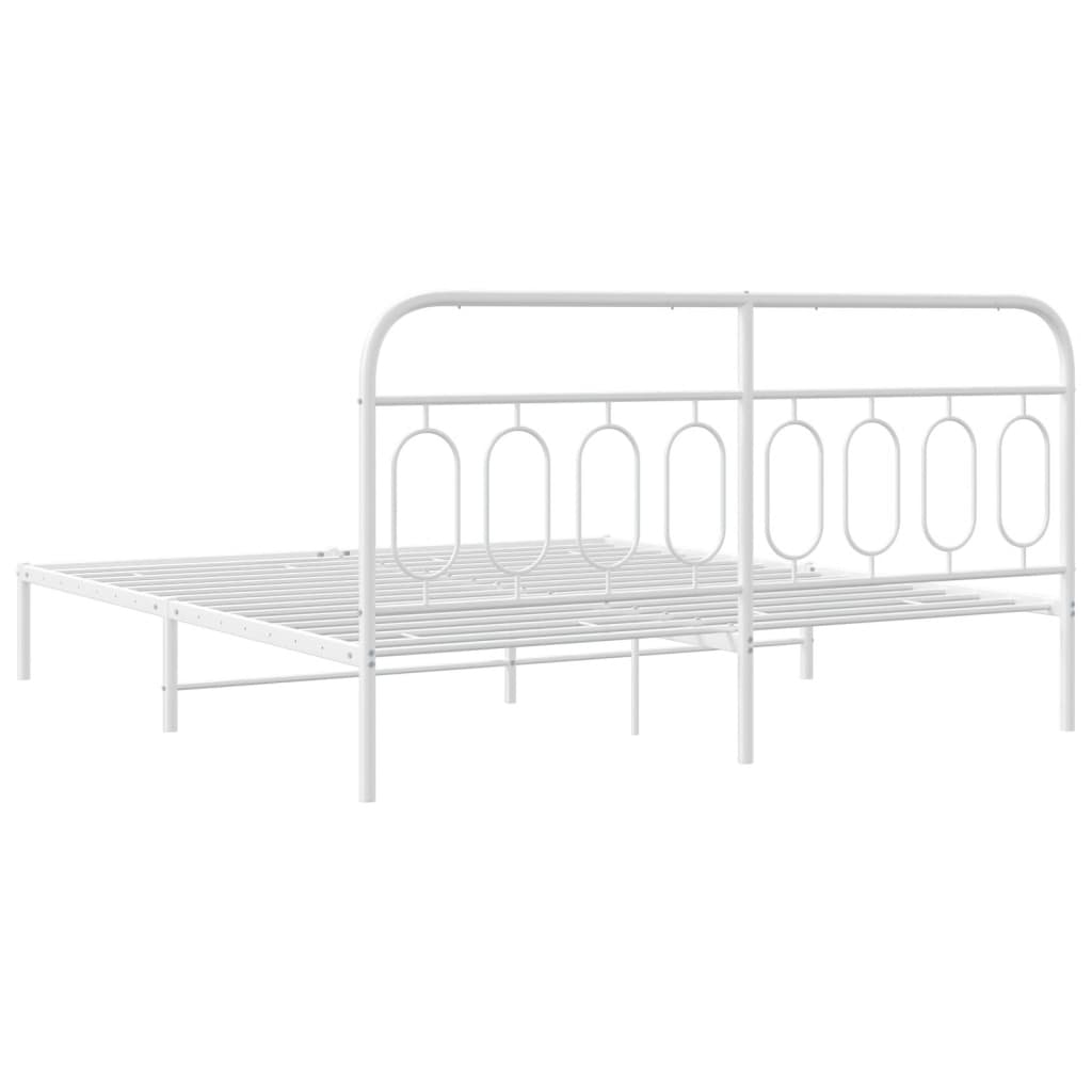 Metalni okvir za krevet s uzglavljem bijeli 183x213 cm