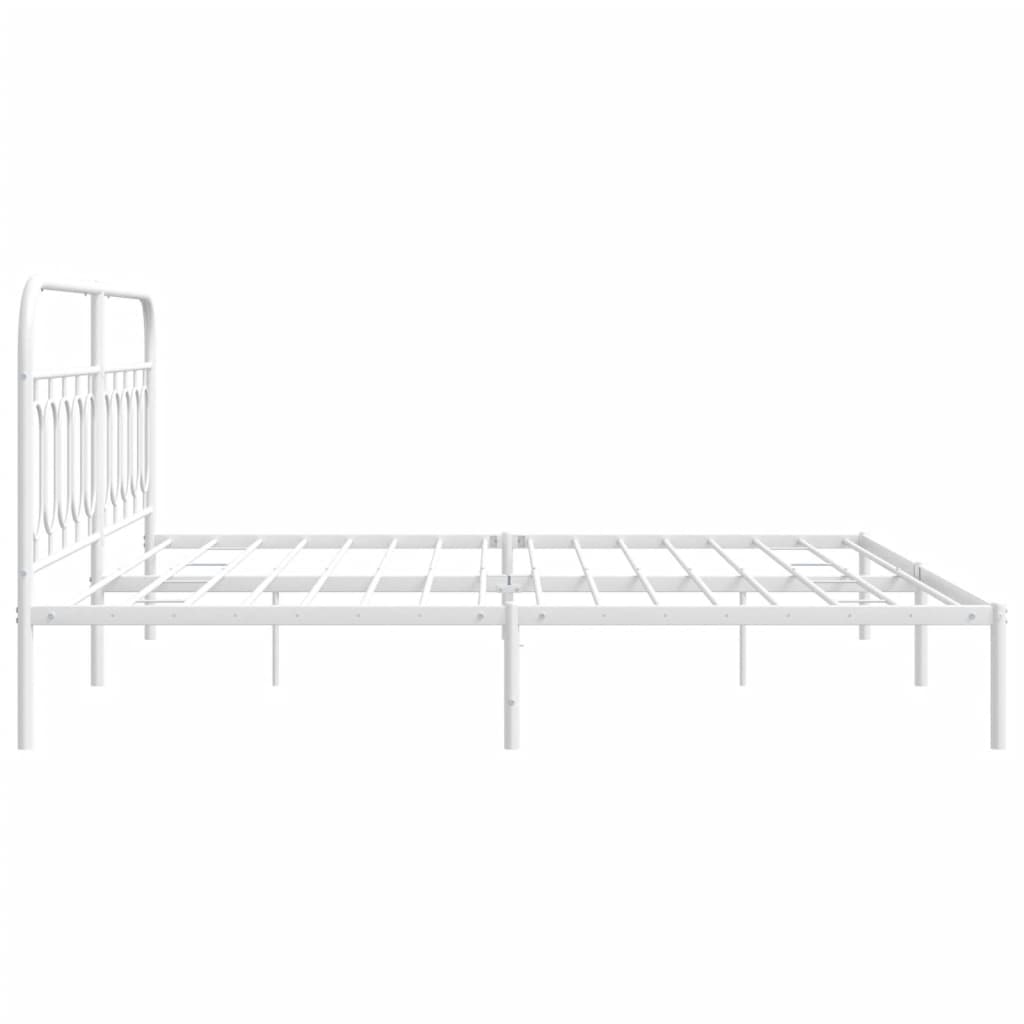 Metalni okvir za krevet s uzglavljem bijeli 200x200 cm