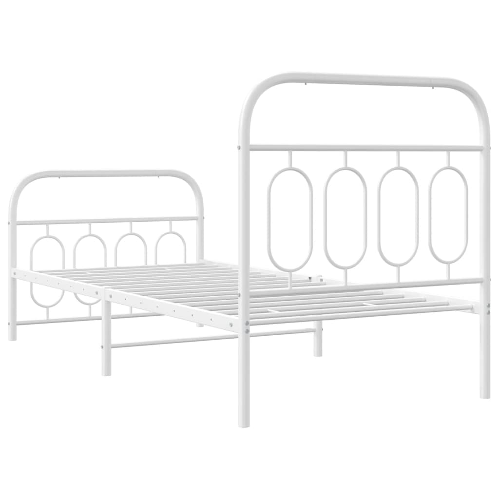 Metalni okvir kreveta uzglavlje i podnožje bijeli 90x190 cm