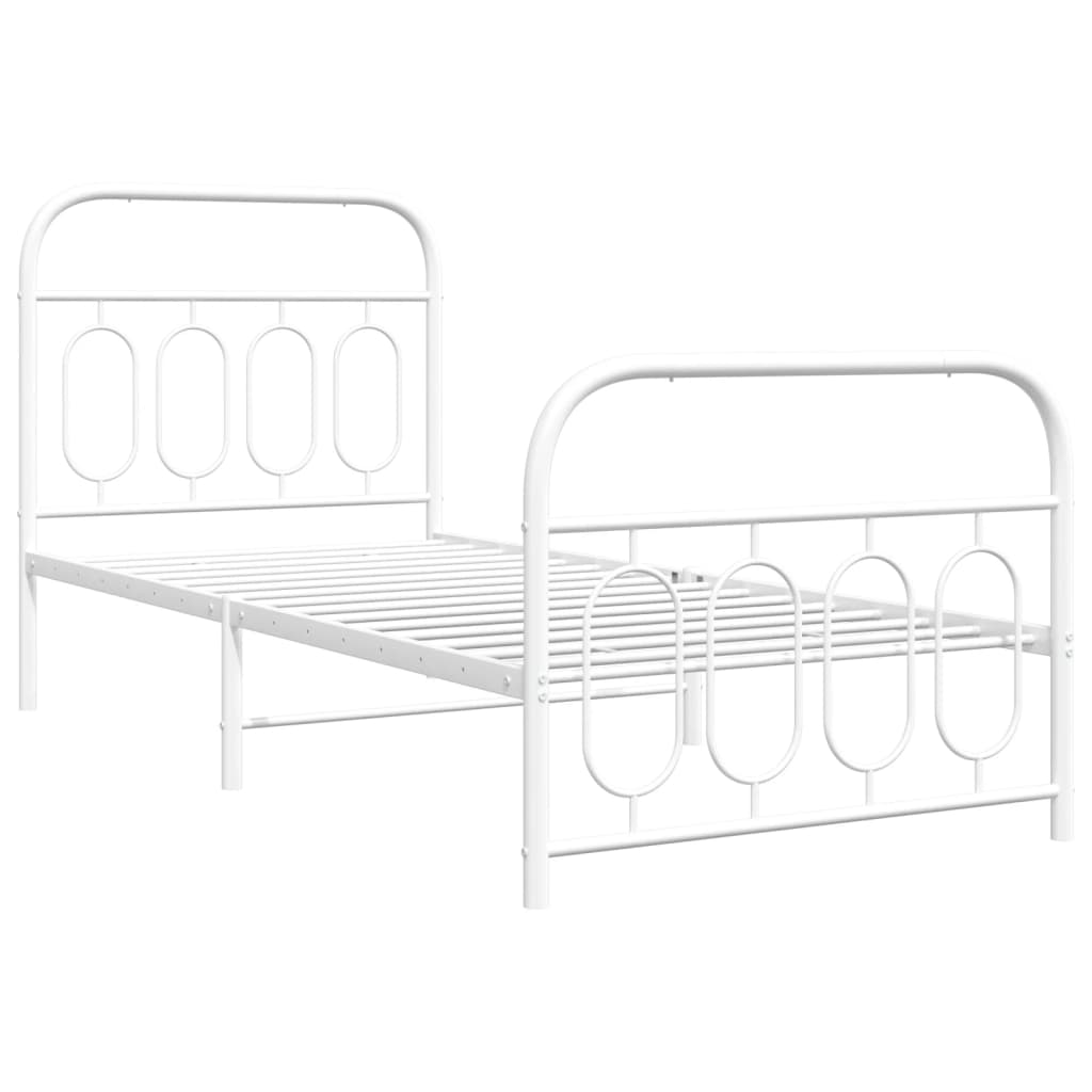 Metalni okvir kreveta uzglavlje i podnožje bijeli 90 x 200 cm