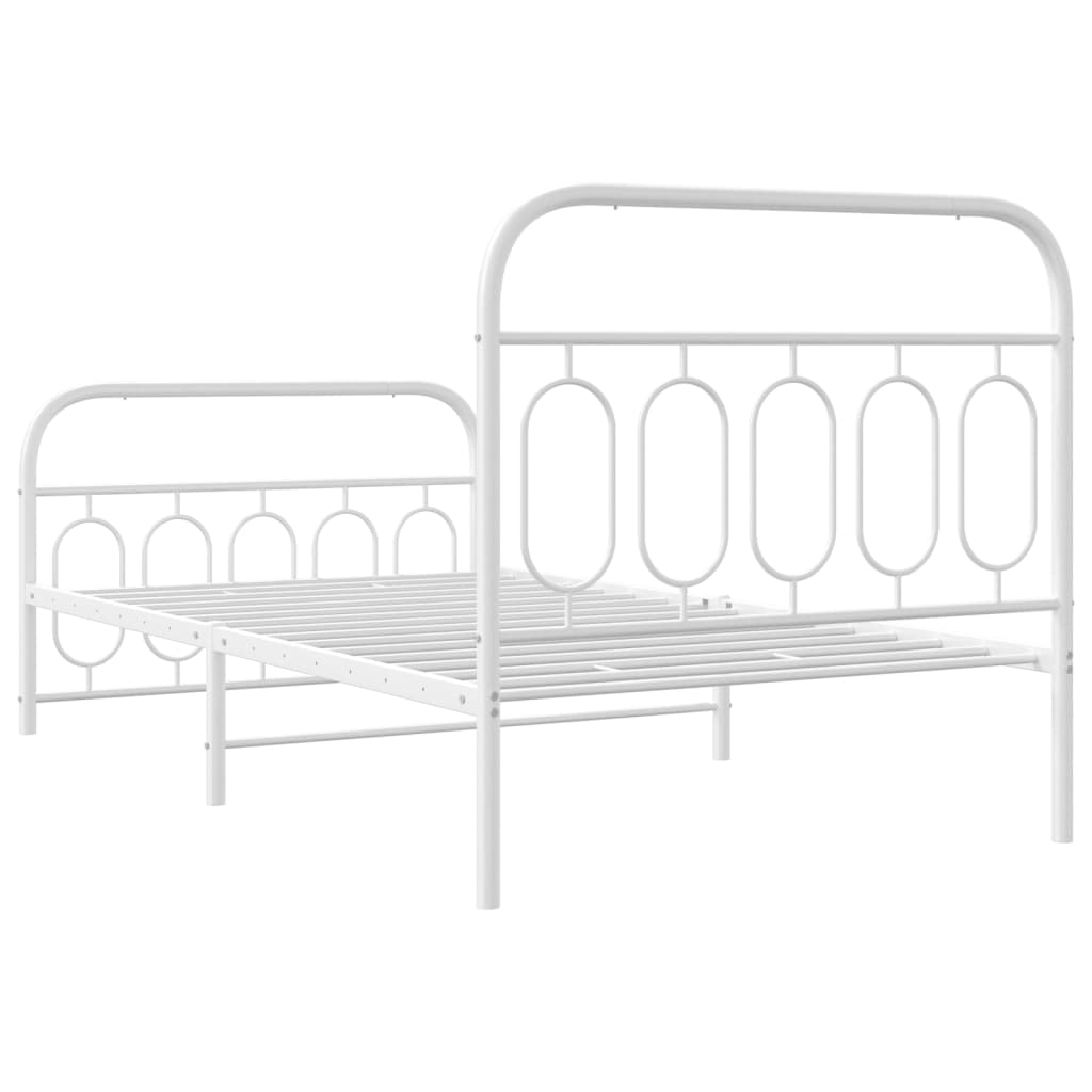 Metalni okvir kreveta uzglavlje i podnožje bijeli 100x190 cm
