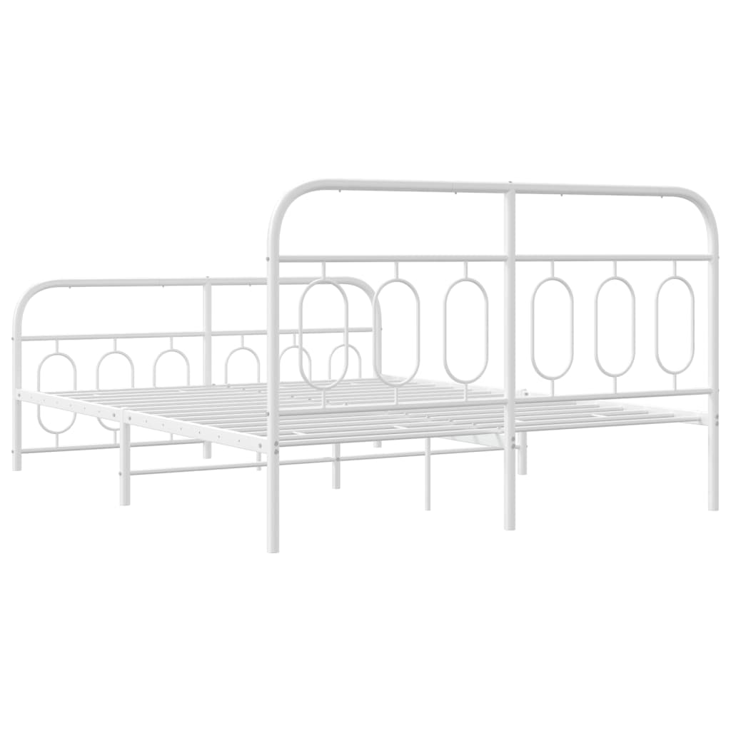 Metalni okvir kreveta uzglavlje i podnožje bijeli 140 x 190 cm