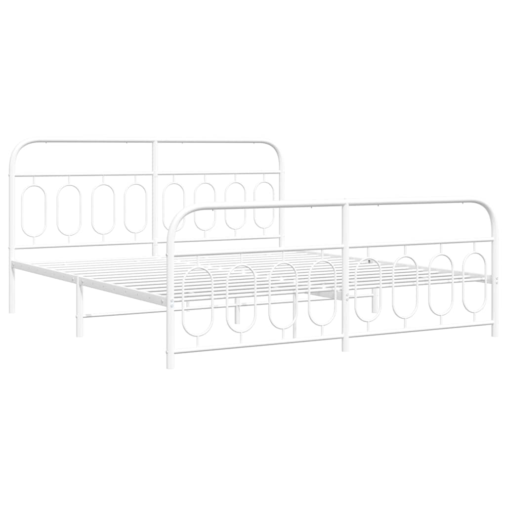 Metalni okvir kreveta uzglavlje i podnožje bijeli 183x213 cm