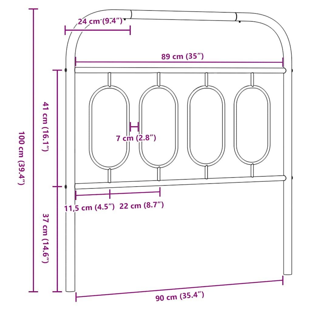 Metalno zamjensko uzglavlje bijelo 90 cm