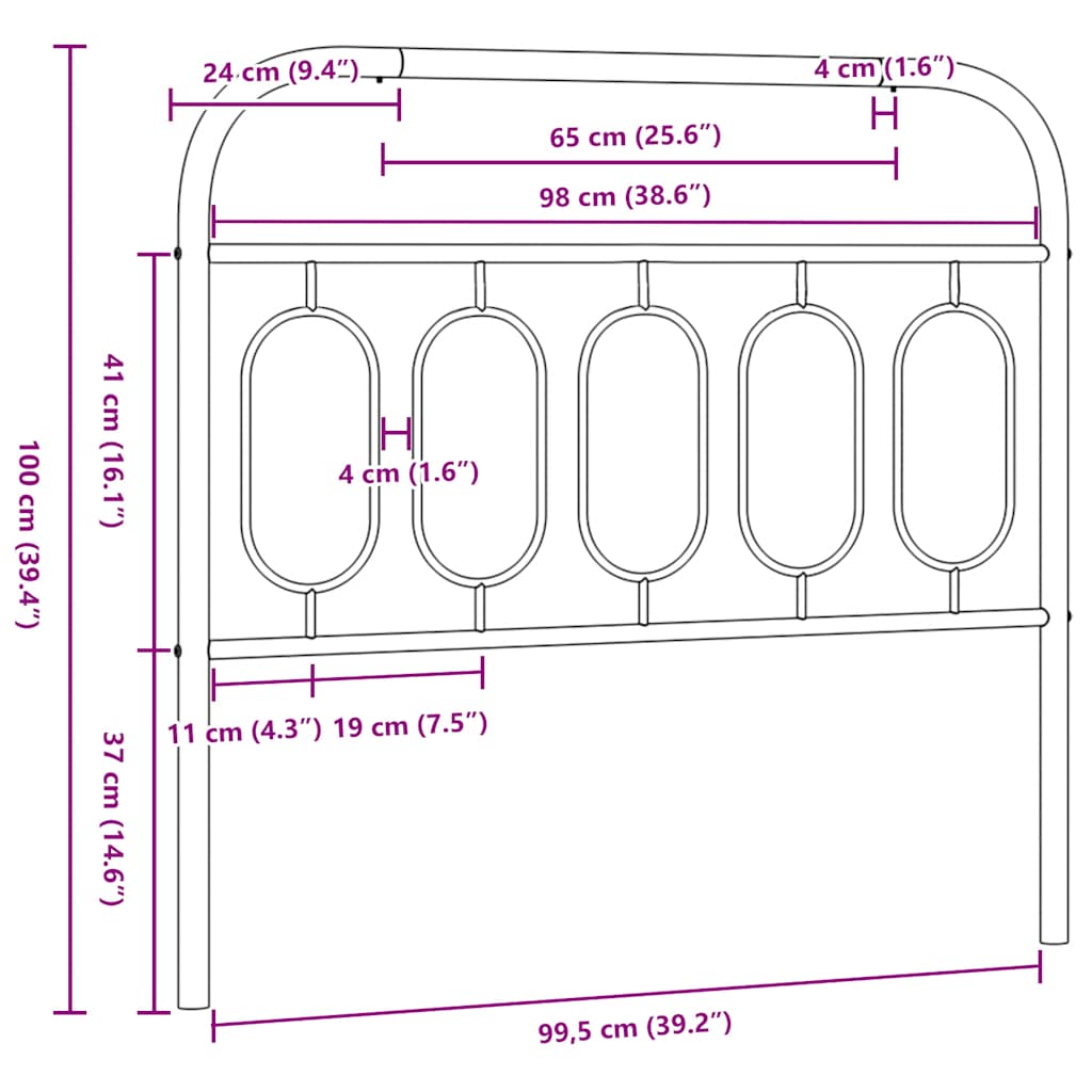Metalno zamjensko uzglavlje bijelo 100 cm