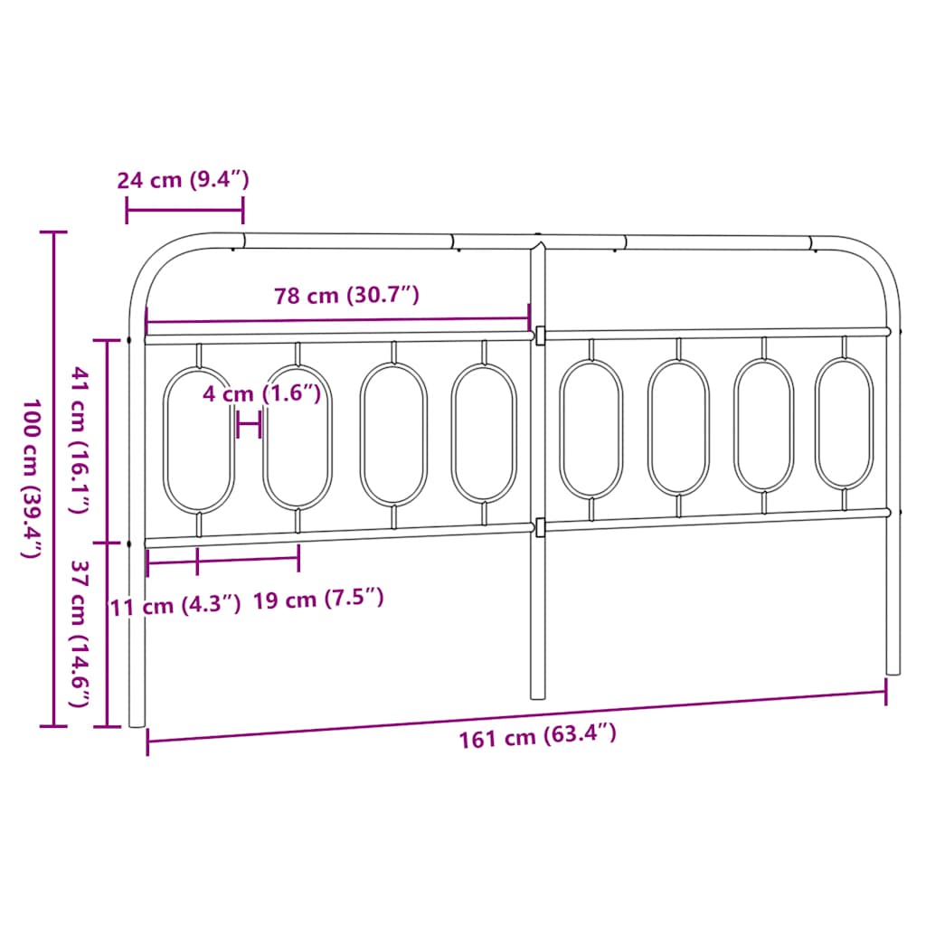 Metalno zamjensko uzglavlje bijelo 160 cm