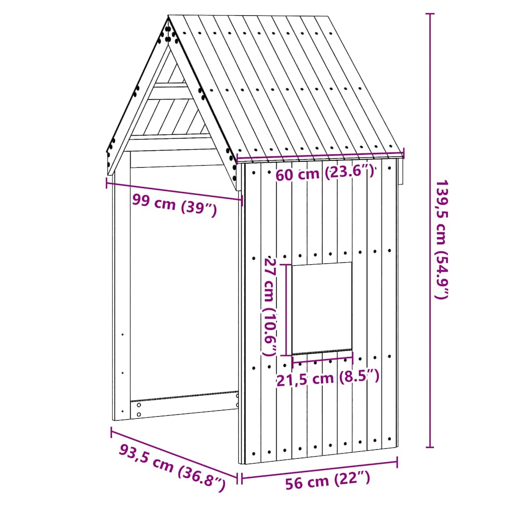 Krov za dječji krevet 60 x 99 x 139,5 cm od masivne borovine