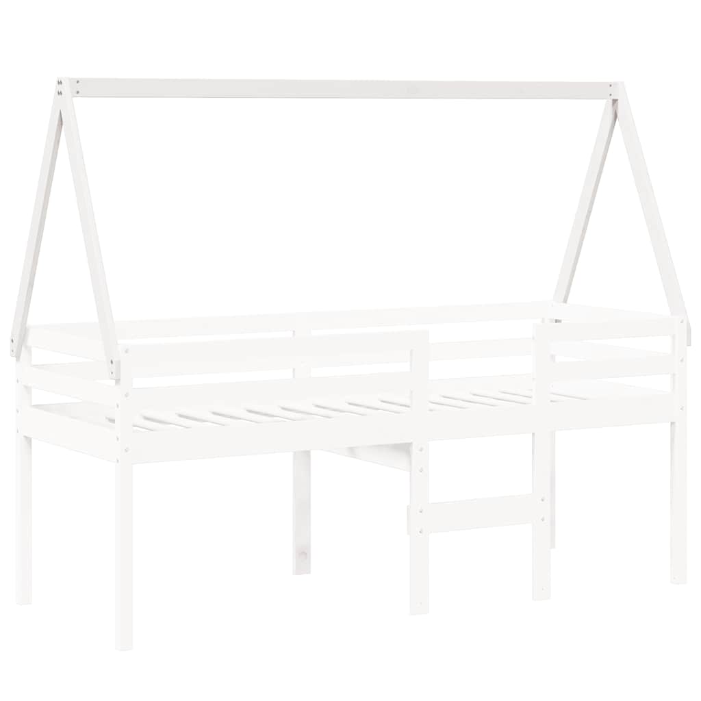 Krov za dječji krevet bijeli 209x95,5x88 cm masivna borovina