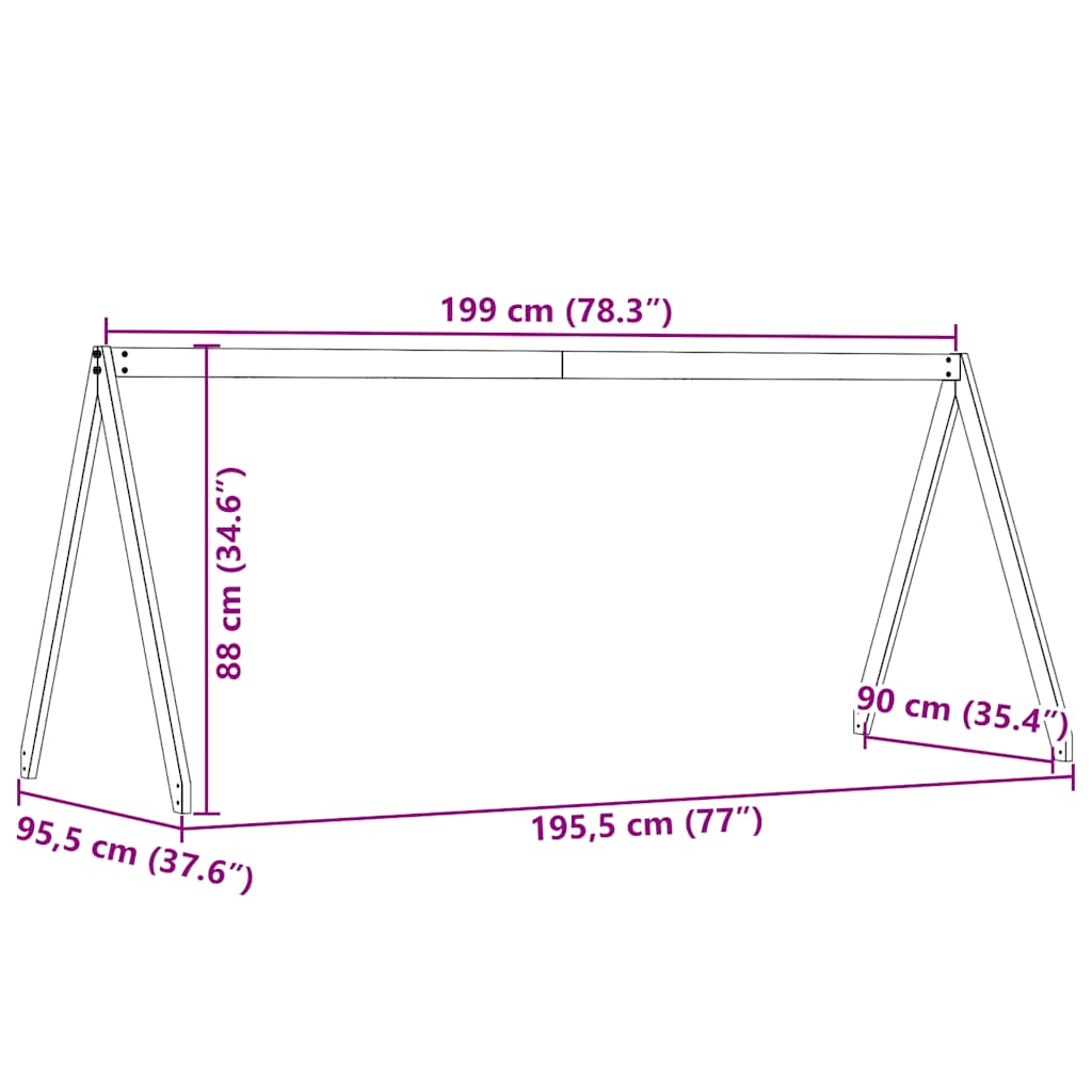 Krov za dječji krevet bijeli 199x95,5x88 cm masivna borovina