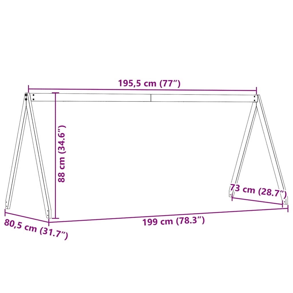 Krov za dječji krevet bijeli 199x80,5x88 cm masivna borovina