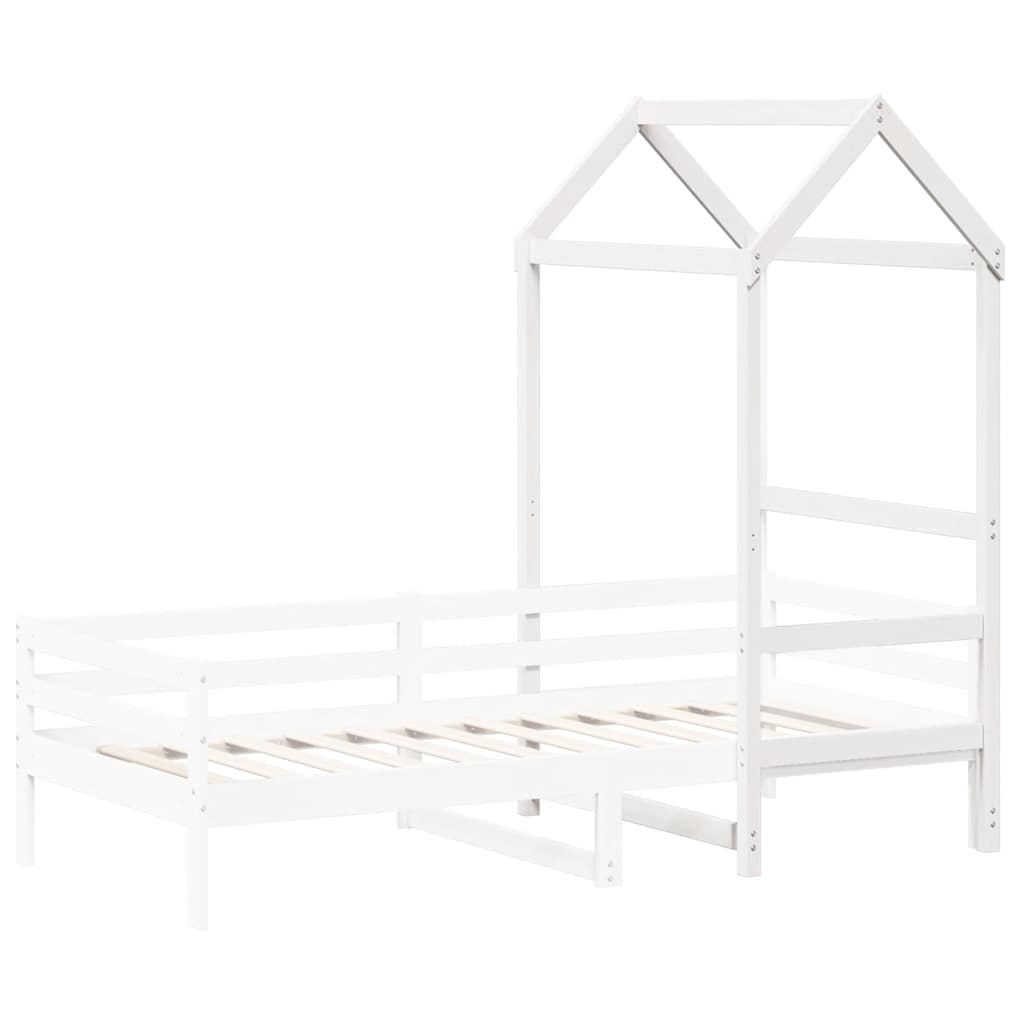 Krov za dječji krevet bijeli 118x70x176,5 cm masivna borovina