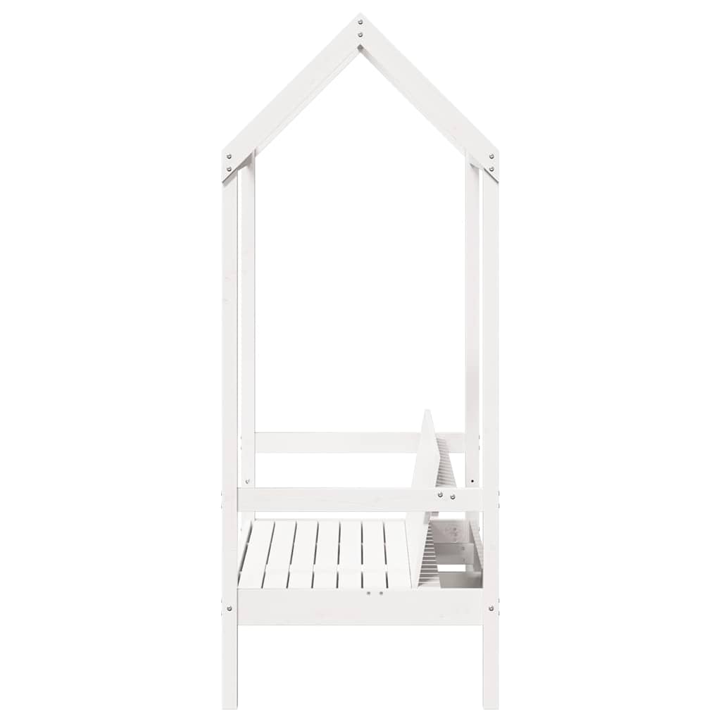 Klupa s krovom bijela 117,5 x 70 x 176,5 cm od masivne borovine
