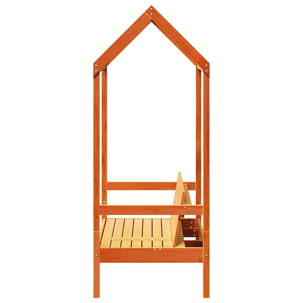 Klupa s krovom voštano smeđa 117,5x70x176,5 cm masivna borovina