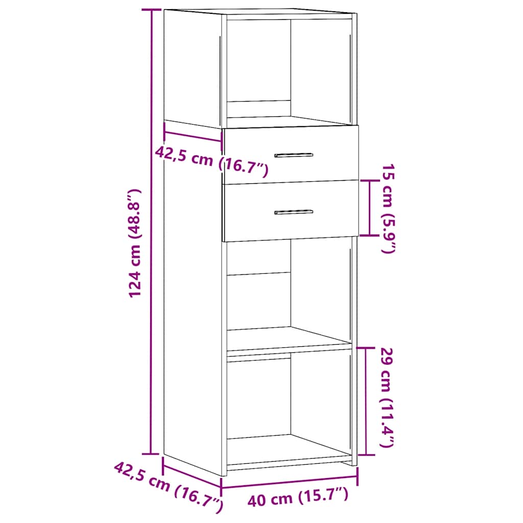 Visoka komoda crna 40 x 42,5 x 124 cm od konstruiranog drva