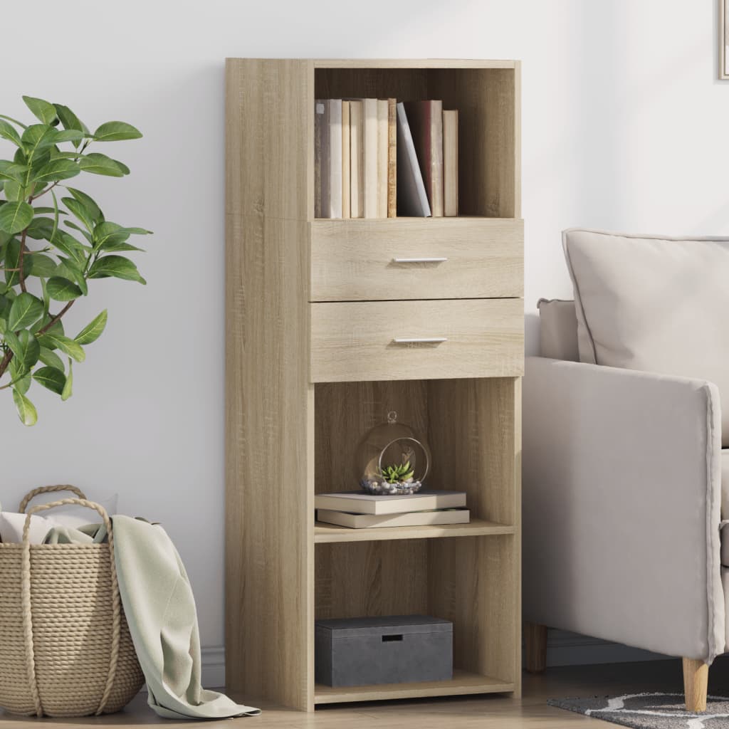 Visoka komoda boja hrasta 45 x 42,5 x 124 cm konstruirano drvo