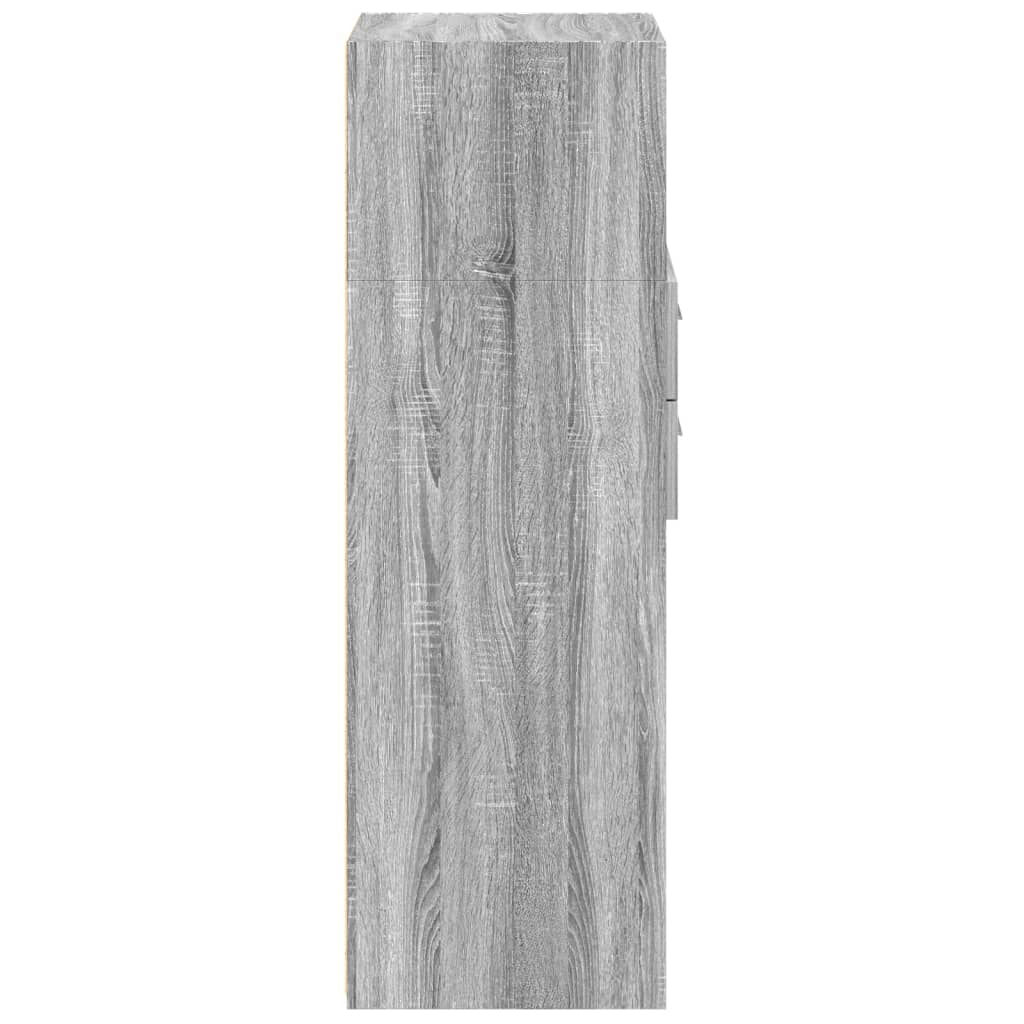 Visoka komoda siva boja hrasta 45x42,5x124 cm konstruirano drvo