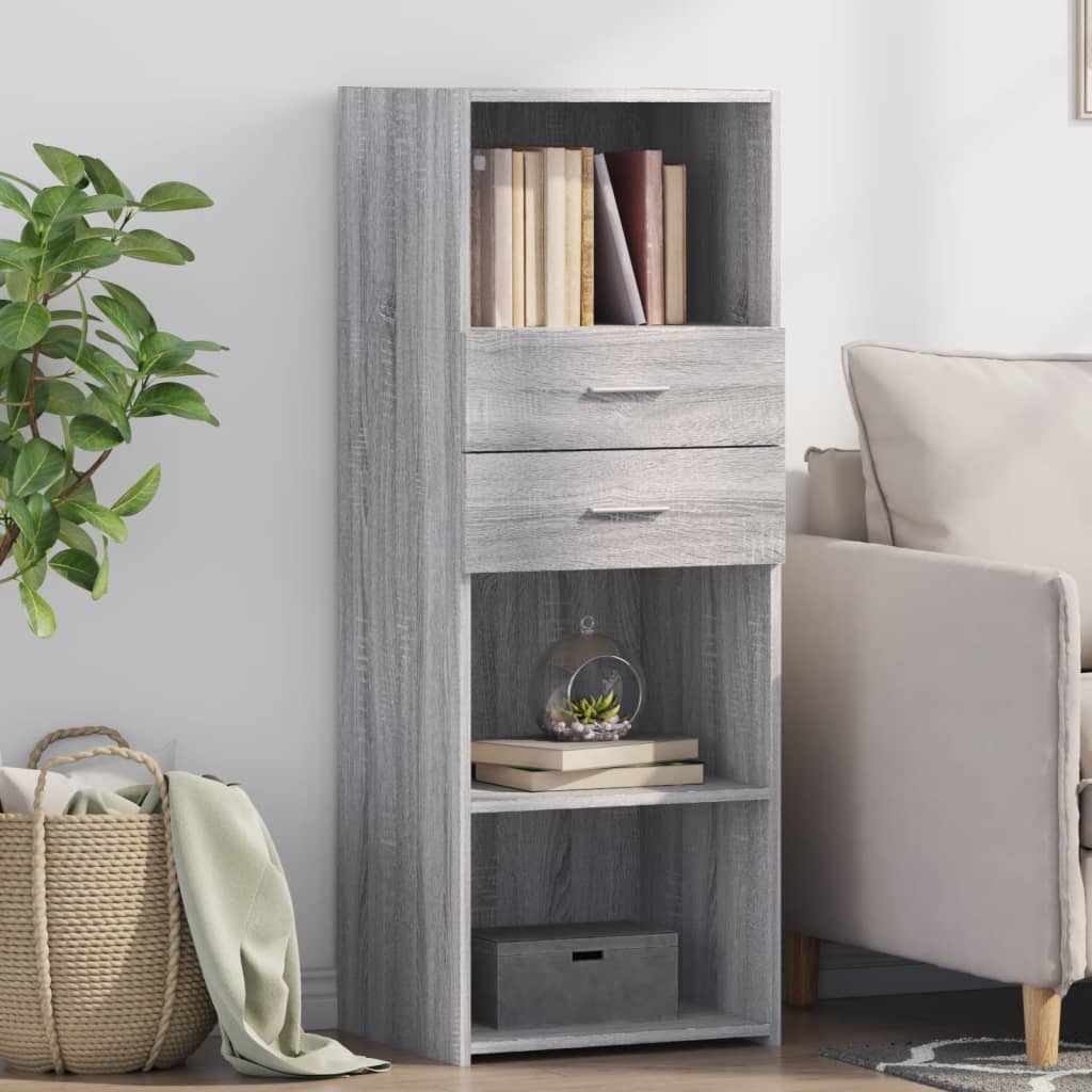 Visoka komoda siva boja hrasta 45x42,5x124 cm konstruirano drvo