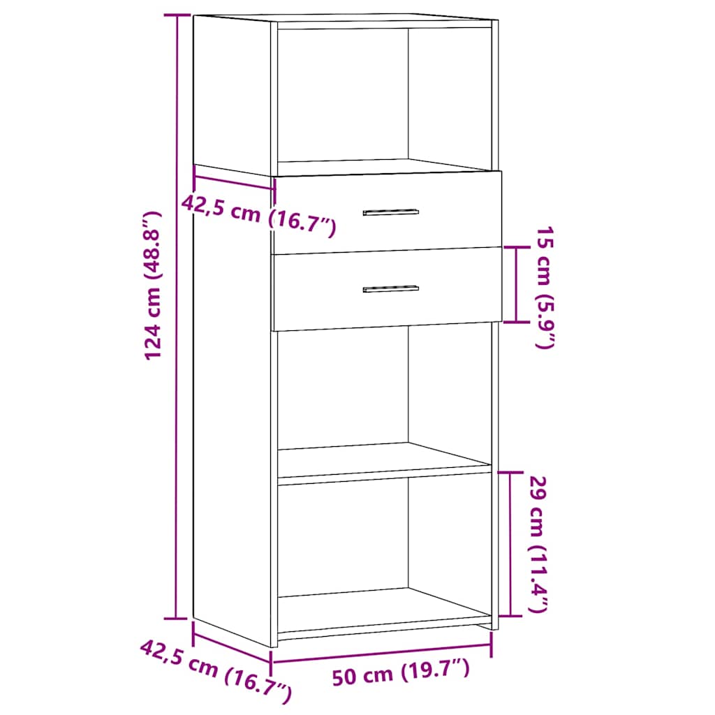 Visoka komoda crna 50 x 42,5 x 124 cm od konstruiranog drva