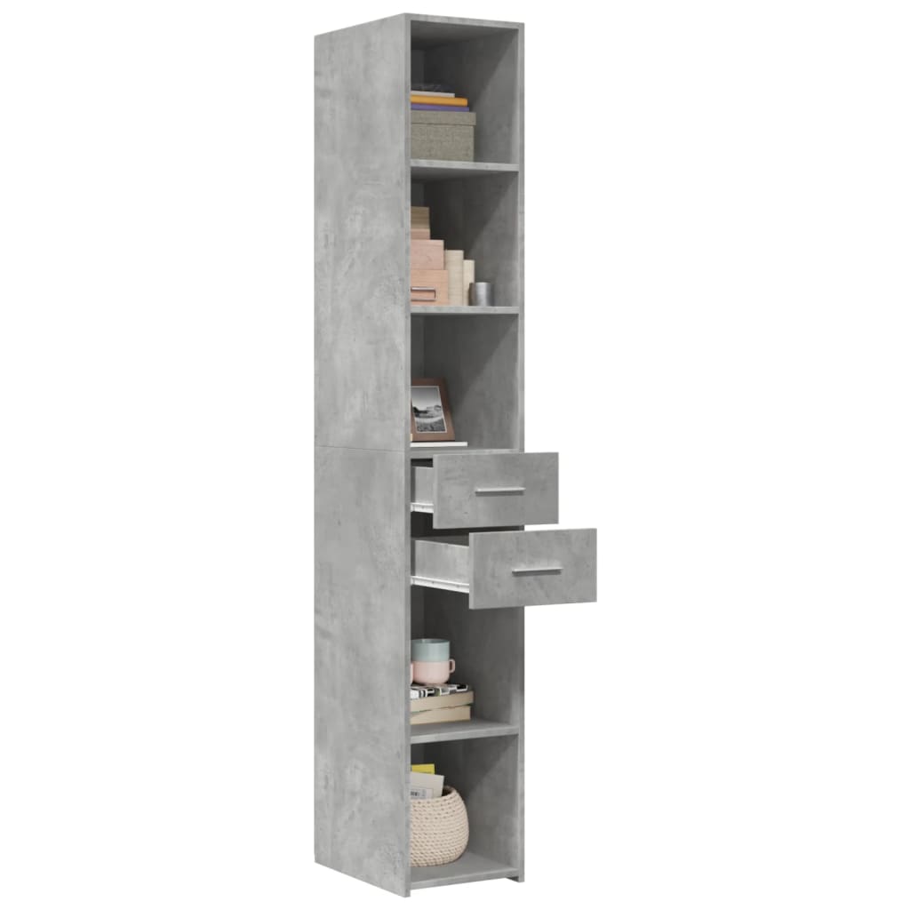 Visoka komoda boja betona 30x42,5x185 cm od konstruiranog drva